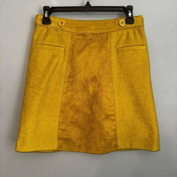EUC Anthropologie Cooperative Mustard Yellow A-Line Mini Skirt Size 0 - Picture 2 of 9
